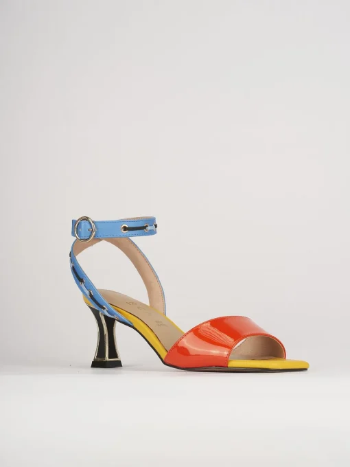 Sandali tacco 5cm pelle multicolor