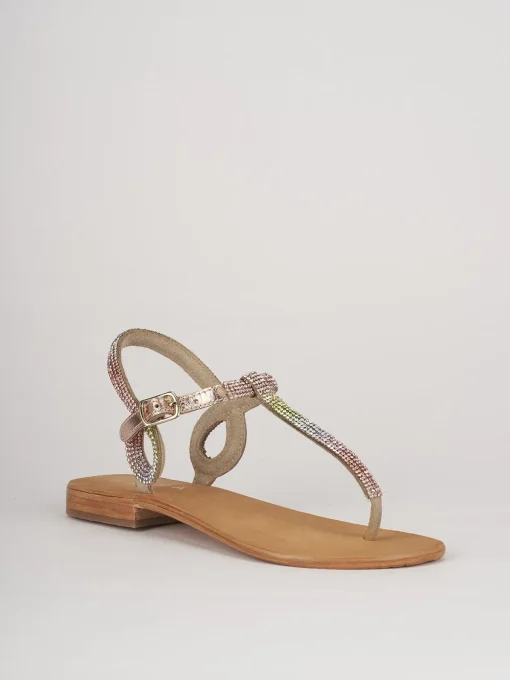 Sandali tacco 1cm pelle multicolor