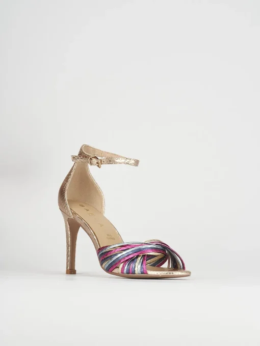 Sandali tacco 8cm pelle multicolor