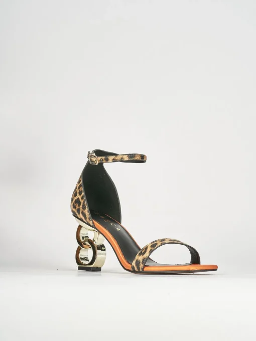 Sandali tacco 7cm pelle multicolor