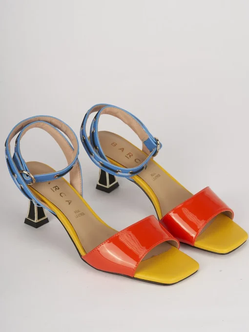 Sandali tacco 5cm pelle multicolor