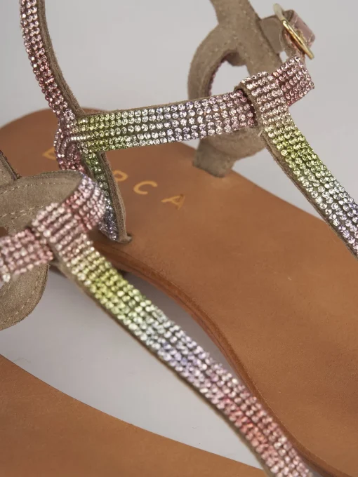 Sandali tacco 1cm pelle multicolor