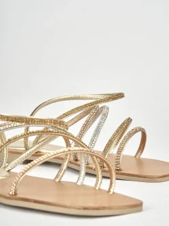 Sandali tacco 1cm pelle multicolor