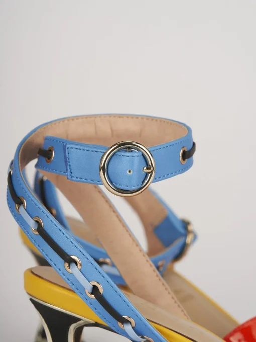 Sandali tacco 5cm pelle multicolor