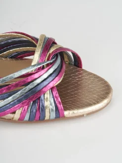 Sandali tacco 8cm pelle multicolor