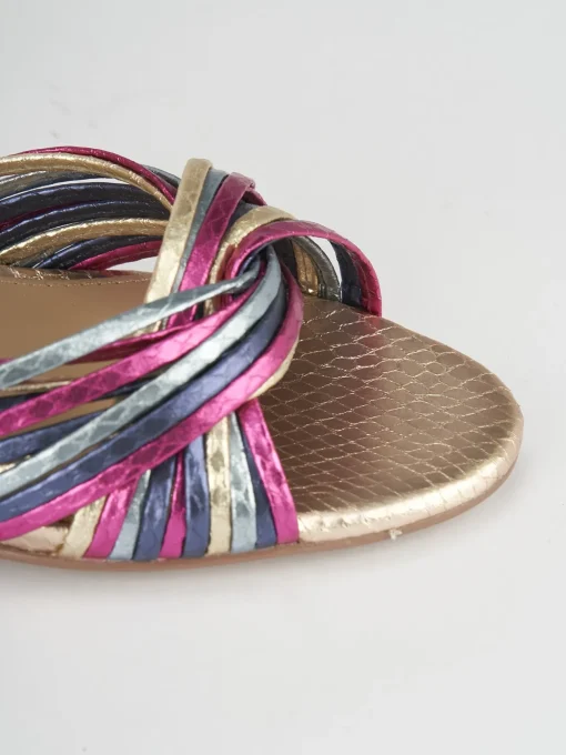 Sandali tacco 8cm pelle multicolor