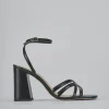Sandali tacco 8cm pelle nero