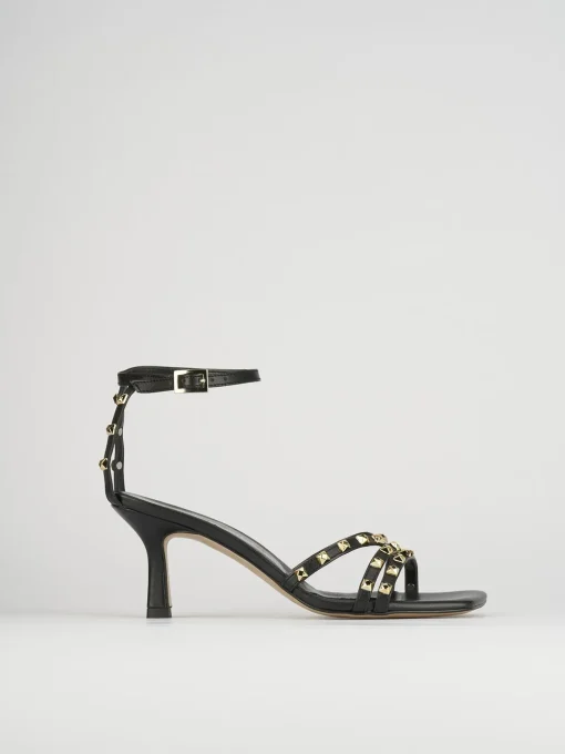 Sandali tacco 7cm pelle nero