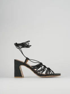 Sandali tacco 8cm pelle nero