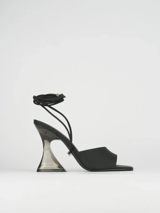 Sandali tacco 8cm pelle nero