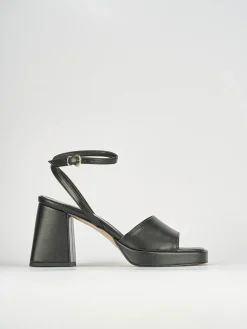 Sandali tacco 7cm pelle nero