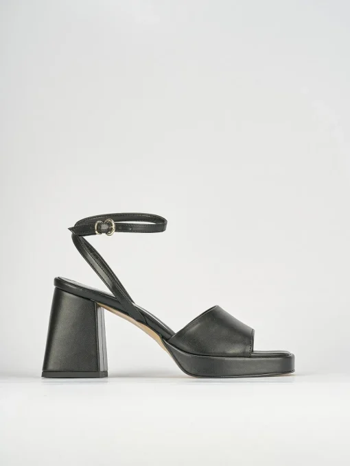 Sandali tacco 7cm pelle nero