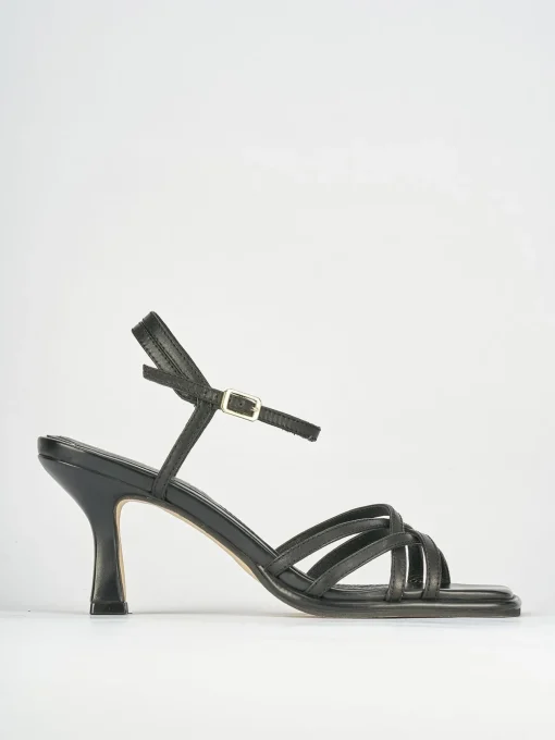 Sandali tacco 6cm pelle nero