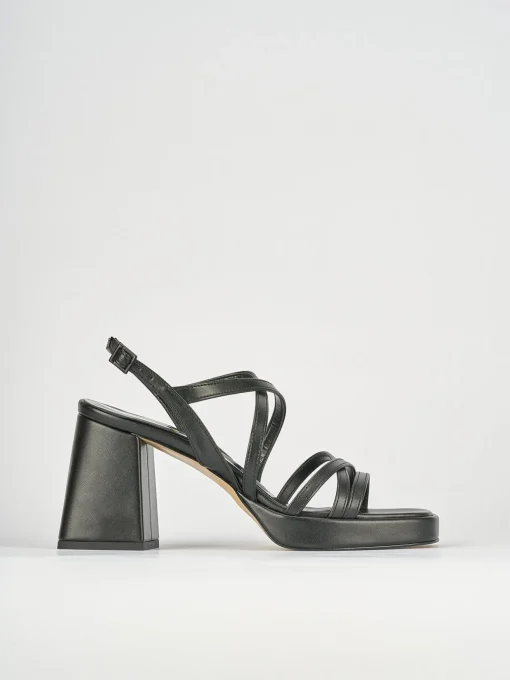 Sandali tacco 8cm pelle nero