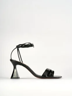 Sandali tacco 8cm pelle nero