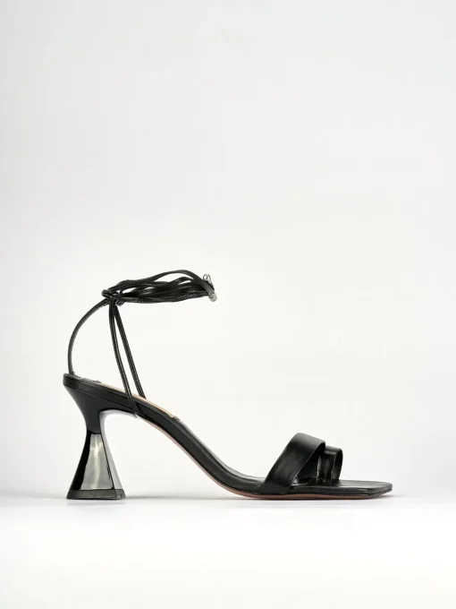 Sandali tacco 8cm pelle nero