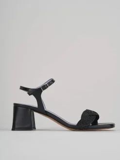 Sandali tacco 5cm pelle nero