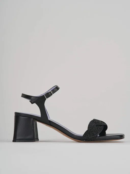 Sandali tacco 5cm pelle nero