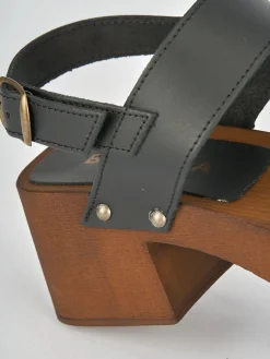 Sandali tacco 5cm pelle nero