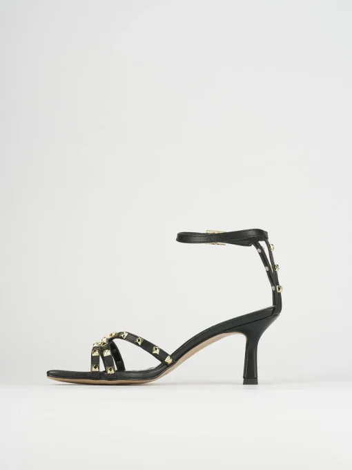 Sandali tacco 7cm pelle nero