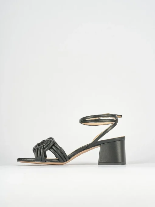 Sandali tacco 6cm pelle nero