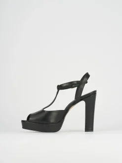 Sandali tacco 9cm pelle nero