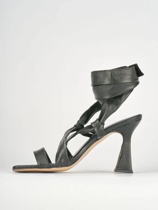 Sandali tacco 9cm pelle nero
