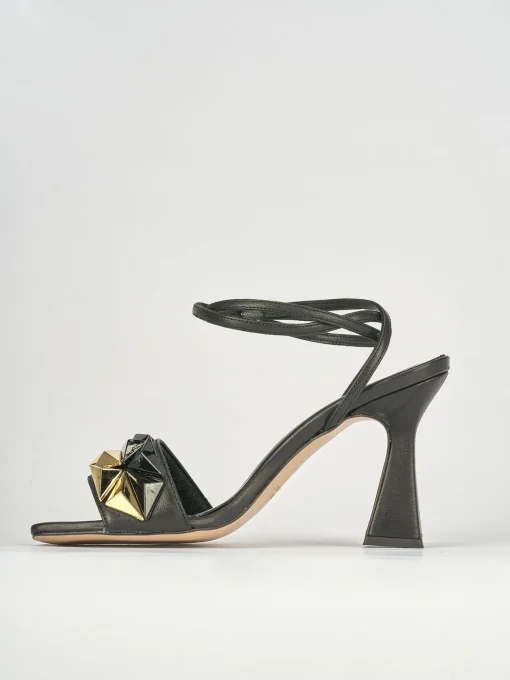 Sandali tacco 9cm pelle nero