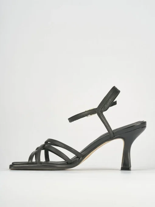 Sandali tacco 6cm pelle nero