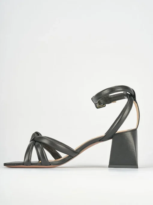 Sandali tacco 6cm pelle nero