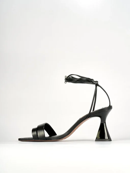 Sandali tacco 8cm pelle nero