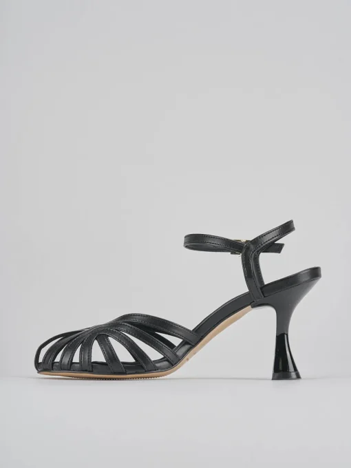 Sandali tacco 6cm pelle nero