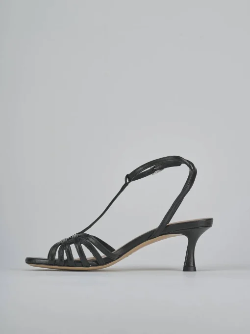 Sandali tacco 5cm pelle nero
