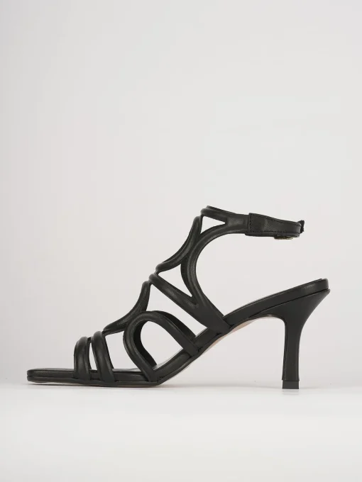 Sandali tacco 6cm pelle nero