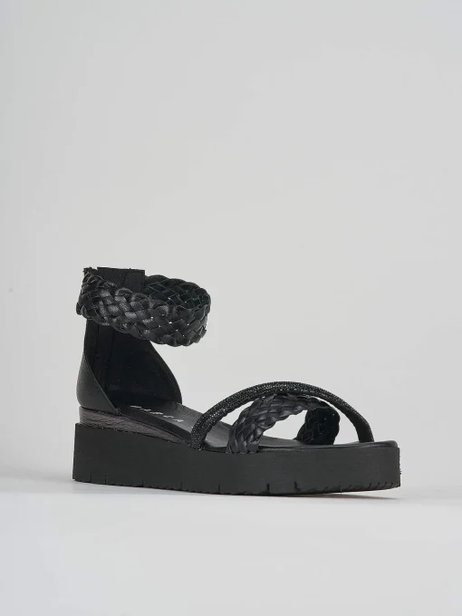 Sandali tacco 3cm pelle nero