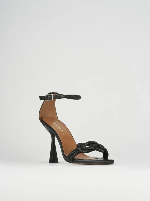 Sandali tacco 9cm pelle nero