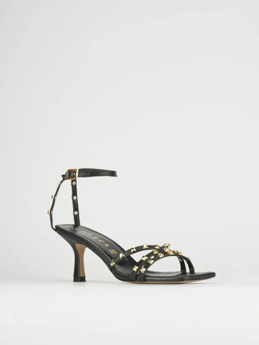 Sandali tacco 7cm pelle nero