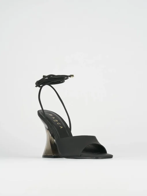 Sandali tacco 8cm pelle nero