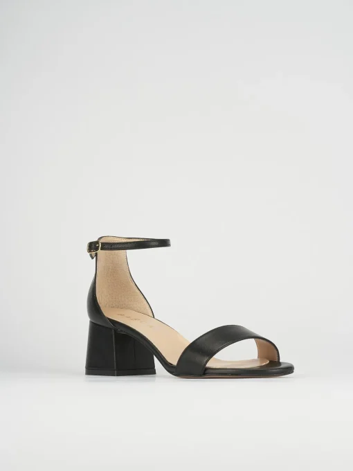 Sandali tacco 5cm pelle nero