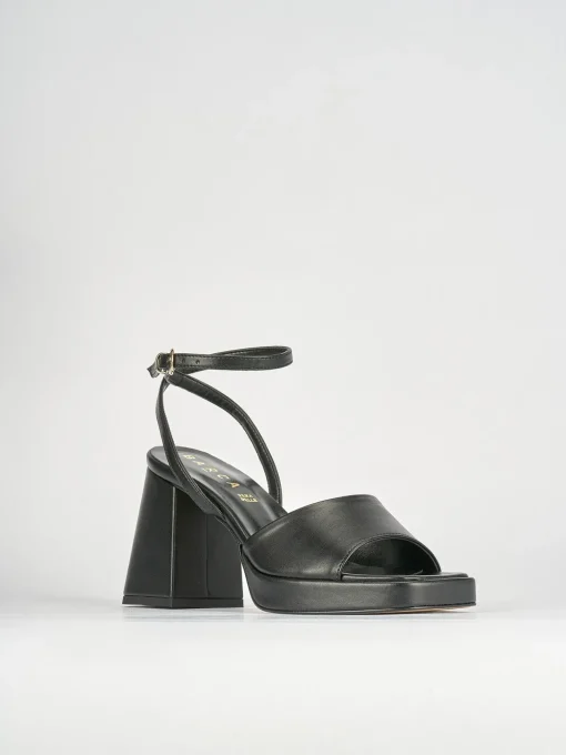 Sandali tacco 7cm pelle nero