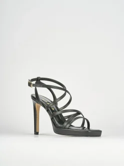 Sandali tacco 8cm pelle nero