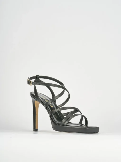 Sandali tacco 8cm pelle nero
