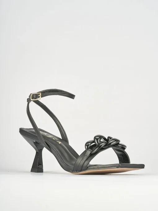 Sandali tacco 5cm pelle nero