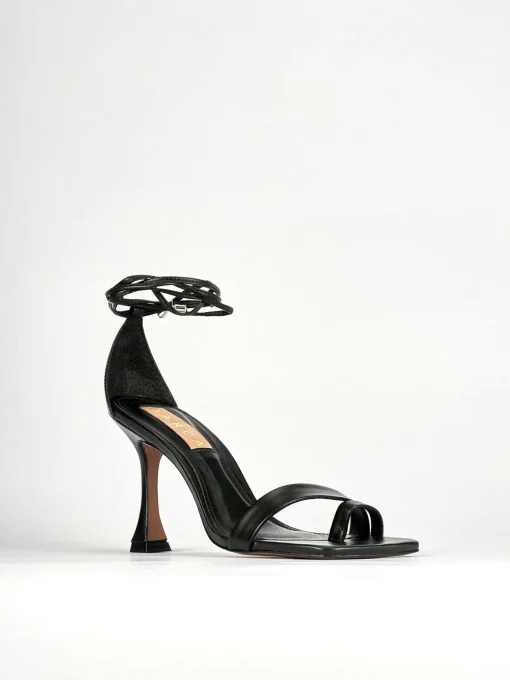Sandali tacco 9cm pelle nero