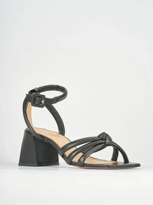 Sandali tacco 6cm pelle nero