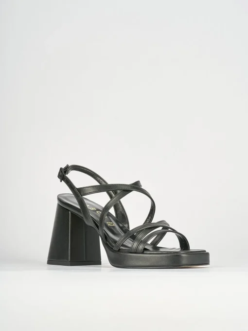 Sandali tacco 8cm pelle nero