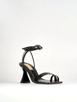 Sandali tacco 8cm pelle nero