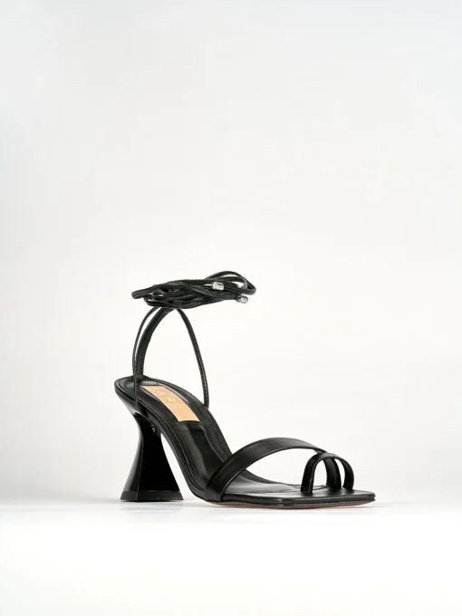 Sandali tacco 8cm pelle nero