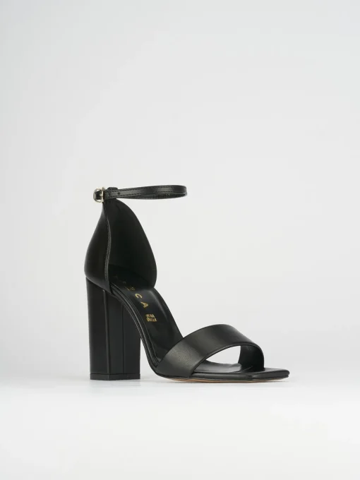 Sandali tacco 8cm pelle nero
