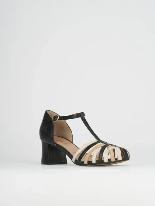 Sandali tacco 5cm pelle nero